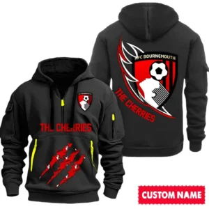 Fan Gift Hoodie Half Zipper, Sports-Inspired Logo Design SPO012 - Black