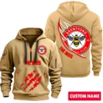 Outdoor Half-Zip Hoodie, Team Spirit Logo Design SPO012 - Khaki