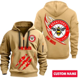 Outdoor Half-Zip Hoodie, Team Spirit Logo Design SPO012 - Khaki