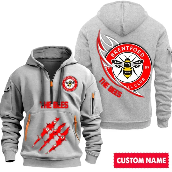 Lightweight Sports Hoodie Half Zipper, Unique Logo Print SPO012 - Gray