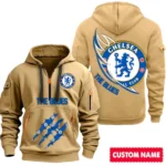 Performance Hoodie Half Zipper, Fan Edition Logo SPO012 - Khaki