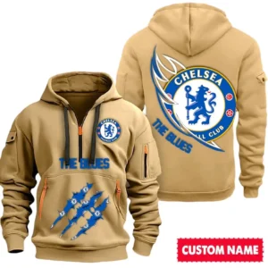 Performance Hoodie Half Zipper, Fan Edition Logo SPO012 - Khaki