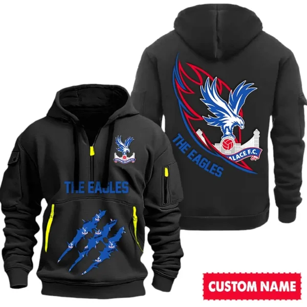 Outdoor Half-Zip Hoodie, Team Spirit Logo Design SPO012 - Black