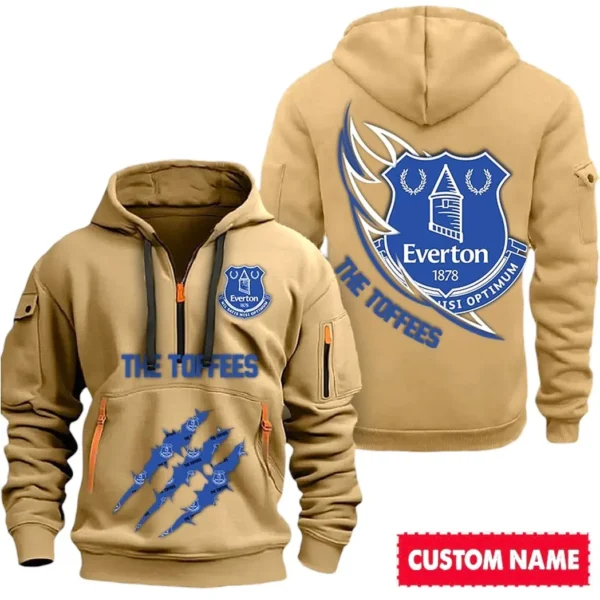 Casual Sports Hoodie Half Zipper, Modern Logo Detail Printing SPO012 - Khaki
