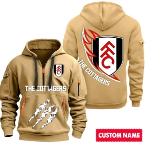 Outdoor Half-Zip Hoodie, Team Spirit Logo Design SPO012 - Khaki
