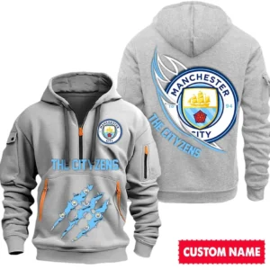 Urban Streetwear Hoodie, Half-Zip with Exclusive Logo SPO012 - Gray