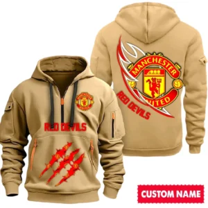 Everyday Hoodie Half Zipper, Athletic-Inspired Logo SPO012 - Khaki