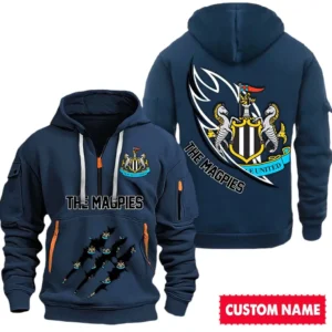 Street-Style Hoodie Half Zipper, Modern Sports Logo SPO012 - Navy