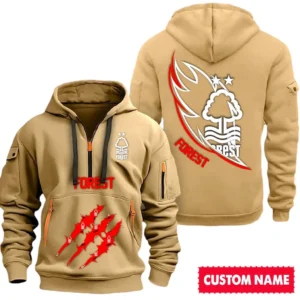 Urban Streetwear Hoodie, Half-Zip with Exclusive Logo SPO012 - Khaki