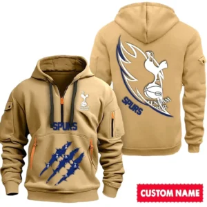 Athletic Half-Zip Hoodie, Team-Style Logo Print Hoodie Gift For Football Fans SPO012 - Khaki