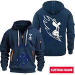 Fan Gift Hoodie Half Zipper, Sports-Inspired Logo Design SPO012 - Navy