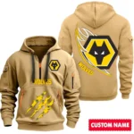 Training Hoodie Half Zipper, Fan-Friendly Logo Design SPO012 - Khaki