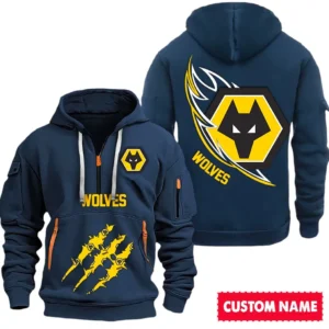 Street-Style Hoodie Half Zipper, Modern Sports Logo SPO012 - Navy