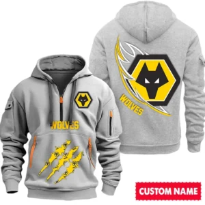 Fan Gift Hoodie Half Zipper, Sports-Inspired Logo Design SPO012 - Gray