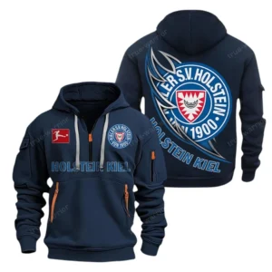 Athletic Half-Zip Hoodie, Team-Style Logo Print Hoodie Gift For Football Fans SPO038 - Navy