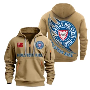 Urban Streetwear Hoodie, Half-Zip with Exclusive Logo SPO038 - Khaki
