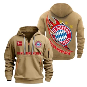 Everyday Hoodie Half Zipper, Athletic-Inspired Logo SPO038 - Khaki