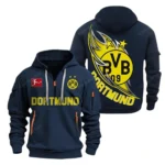 Street-Style Hoodie Half Zipper, Modern Sports Logo SPO038 - Navy