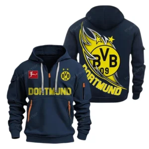 Street-Style Hoodie Half Zipper, Modern Sports Logo SPO038 - Navy
