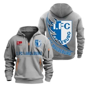 Urban Streetwear Hoodie, Half-Zip with Exclusive Logo SPO038 - Gray