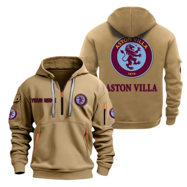 Performance Hoodie Half Zipper, Fan Edition Logo SPO041 - Khaki