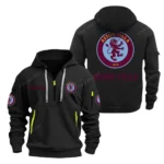 Everyday Hoodie Half Zipper, Athletic-Inspired Logo SPO041 - Black