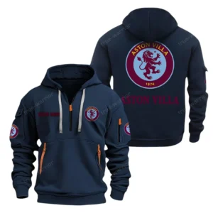 Lightweight Sports Hoodie Half Zipper, Unique Logo Print SPO041 - Navy