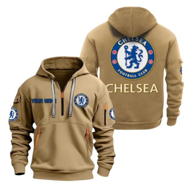 Performance Hoodie Half Zipper, Fan Edition Logo SPO041 - Khaki