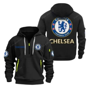 Everyday Hoodie Half Zipper, Athletic-Inspired Logo SPO041 - Black