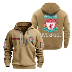 Fan Gift Hoodie Half Zipper, Sports-Inspired Logo Design SPO041 - Khaki
