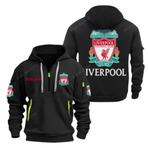 Athletic Half-Zip Hoodie, Team-Style Logo Print Hoodie Gift For Football Fans SPO041 - Black