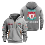 Casual Sports Hoodie Half Zipper, Modern Logo Detail Printing SPO041 - Gray