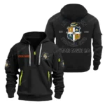 Everyday Hoodie Half Zipper, Athletic-Inspired Logo SPO041 - Black