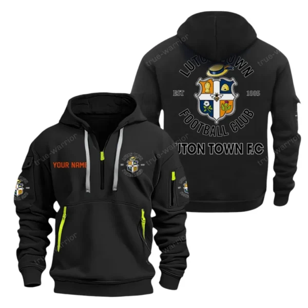 Everyday Hoodie Half Zipper, Athletic-Inspired Logo SPO041 - Black