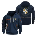Lightweight Sports Hoodie Half Zipper, Unique Logo Print SPO041 - Navy