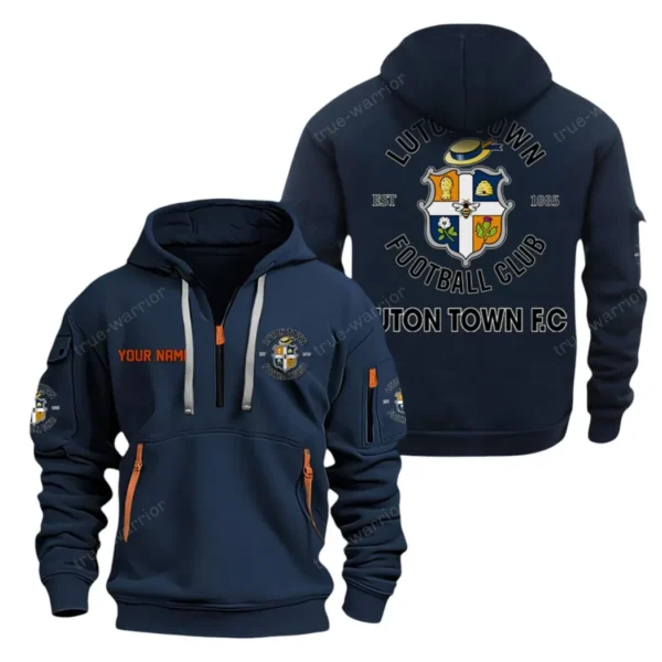 Lightweight Sports Hoodie Half Zipper, Unique Logo Print SPO041 - Navy