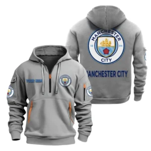 Fan Gift Hoodie Half Zipper, Sports-Inspired Logo Design SPO041 - Gray