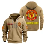 Casual Sports Hoodie Half Zipper, Modern Logo Detail Printing SPO041 - Khaki