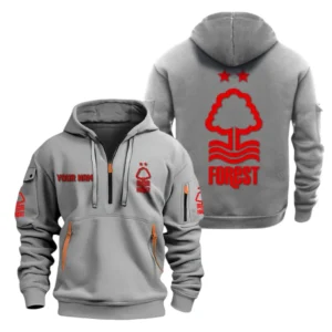 Street-Style Hoodie Half Zipper, Modern Sports Logo SPO041 - Gray