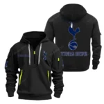 Everyday Hoodie Half Zipper, Athletic-Inspired Logo SPO041 - Black