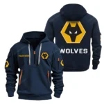 Everyday Hoodie Half Zipper, Athletic-Inspired Logo SPO041 - Navy