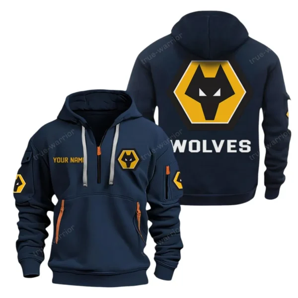 Everyday Hoodie Half Zipper, Athletic-Inspired Logo SPO041 - Navy