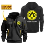 Training Hoodie Half Zipper, Fan-Friendly Logo Design SPO048 - Black