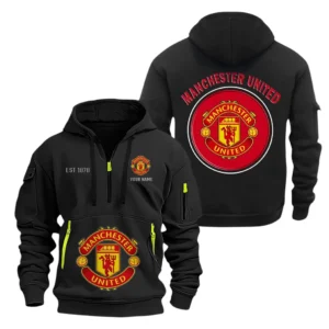 Lightweight Sports Hoodie Half Zipper, Unique Logo Print SPO061 - Black
