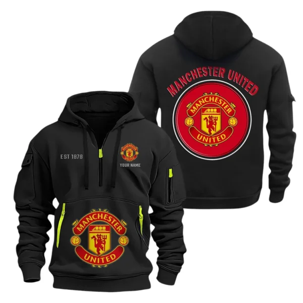 Lightweight Sports Hoodie Half Zipper, Unique Logo Print SPO061 - Black