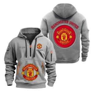 Street-Style Hoodie Half Zipper, Modern Sports Logo SPO061 - Gray