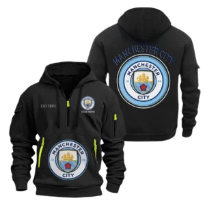 Everyday Hoodie Half Zipper, Athletic-Inspired Logo SPO061 - Black