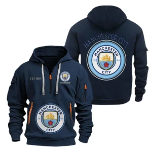 Lightweight Sports Hoodie Half Zipper, Unique Logo Print SPO061 - Navy