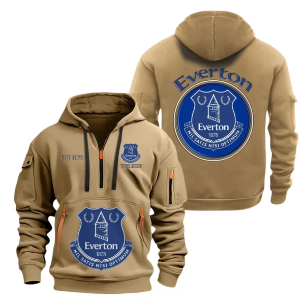 Outdoor Half-Zip Hoodie, Team Spirit Logo Design SPO061 - Khaki