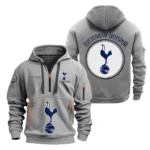 Casual Sports Hoodie Half Zipper, Modern Logo Detail Printing SPO061 - Gray